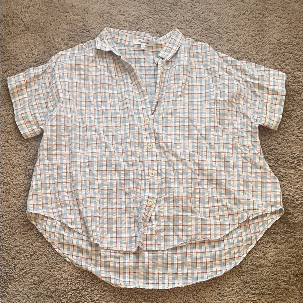 Madewell Short-Sleeve Plaid Button-Down Shirt - Picture 1 of 4